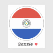 Paraguay Flag Round Sticker (Blatt)
