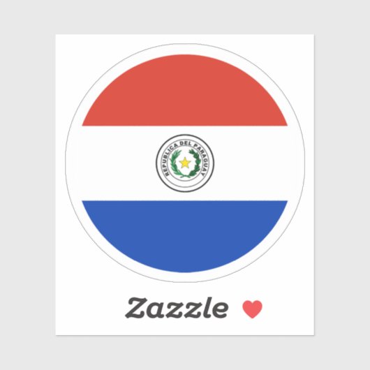 Paraguay Flag Round Sticker (Blatt)