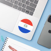 Paraguay Flag Round Sticker (Laptop mit iPhone)