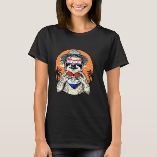 Paraguay-Flagge Faultier Herz Sommer Sonnenunterga T-Shirt