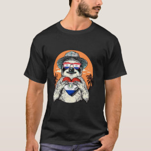 Paraguay-Flagge Faultier Herz Sommer Sonnenunterga T-Shirt