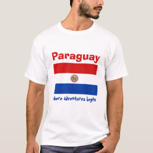 Paraguay-Flagge + Karte + Text-T-Shirt T-Shirt