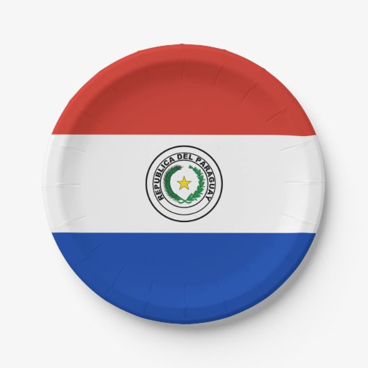 Paraguay-Flagge Pappteller (Vorderseite)
