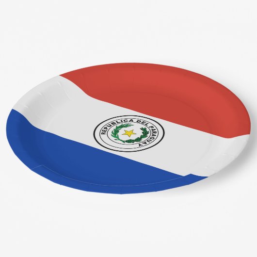 Paraguay-Flagge Pappteller (Schrägansicht)