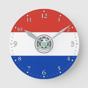 Paraguay-Flagge Runde Wanduhr