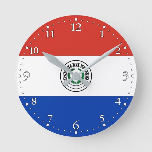 Paraguay-Flagge Runde Wanduhr (Vorderseite)