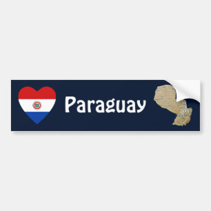 Paraguay-Flaggen-Herz + Karten-Autoaufkleber Autoaufkleber