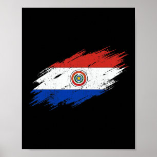 Paraguay Fußballfan zerrissene Flagge Nationalstol Poster