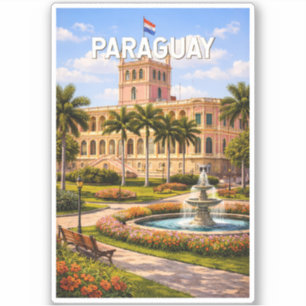 Paraguay Illustration Reise Kunst Vintage Aufkleber