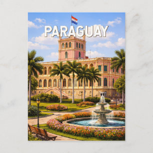 Paraguay Illustration Reise Kunst Vintage Postkarte