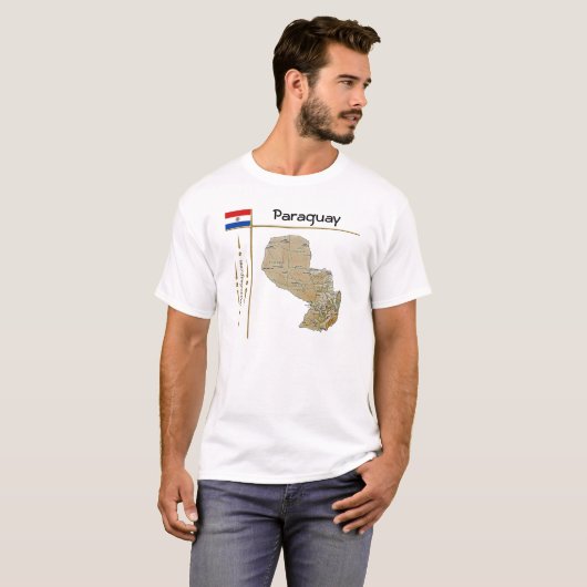 Paraguay Karte + Flagge + T - Shirt (Vorne ganz)