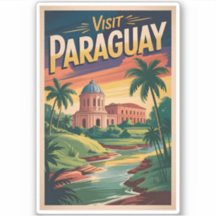 Paraguay Landschaft Illustration Reise Kunst Vinta Aufkleber