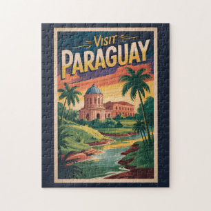 Paraguay Landschaft Illustration Reise Kunst Vinta Puzzle