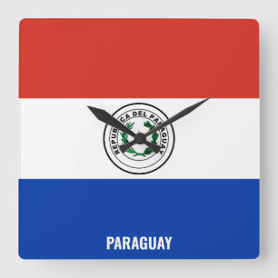 Paraguay National Flag Patriotic  Quadratische Wanduhr