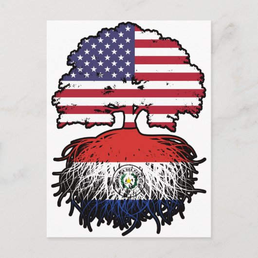 Paraguay Paraguayan American USA Tree Roots Flag Postkarte (Vorderseite)