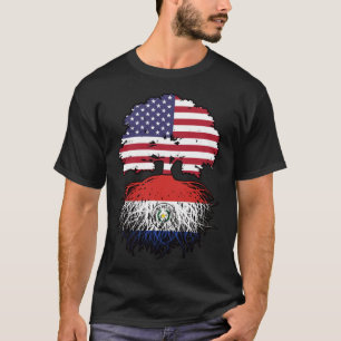 Paraguay Paraguayan American USA Tree Roots Flag T-Shirt