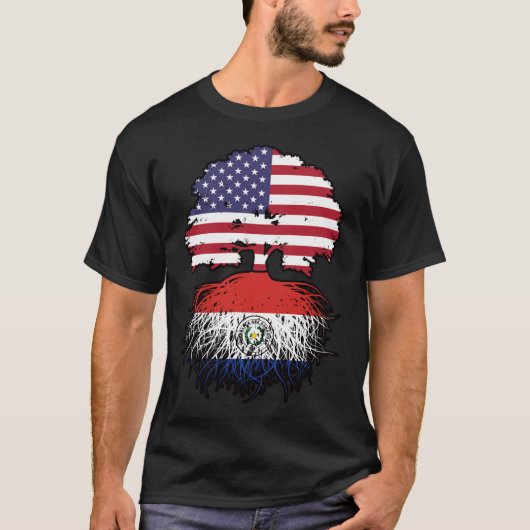 Paraguay Paraguayan American USA Tree Roots Flag T-Shirt (Vorderseite)