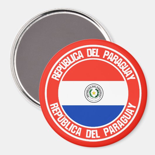 Paraguay Round Emblem Magnet (Vorderseite/Rückseite)