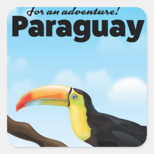 Paraguay Toucan Reiseplakat Quadratischer Aufkleber