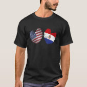 Paraguay USA Heart American Flag Paraguayan Flag L T-Shirt (Vorderseite)