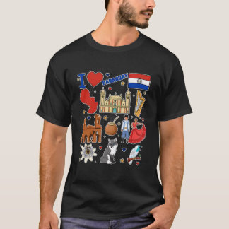 Paraguayische handgezeichnete Symbole Paraguay Kar T-Shirt