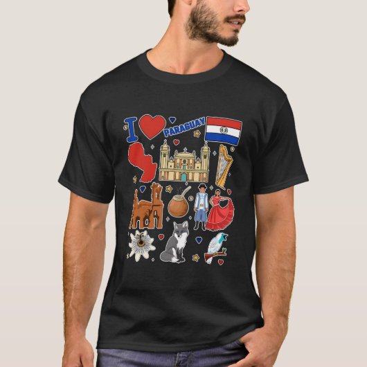 Paraguayische handgezeichnete Symbole Paraguay Kar T-Shirt (Vorderseite)