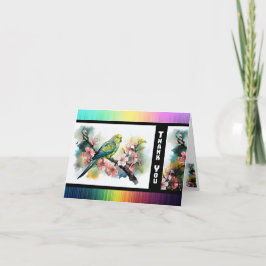 Parakeet and Cherry Blossoms Thank You Card Dankeskarte