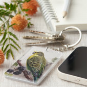 Parakeet auf einer Mulberry-Zweigstelle Schlüsselanhänger (Vorderseite rechts)