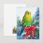 Parakeet auf Kiefernzweig und Weihnachtsfeiertage Dankeskarte (Vorne/Hinten)