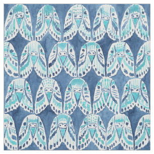 PARAKEET AUF WIEDERHOLUNG blauem Boho Budgie Stoff