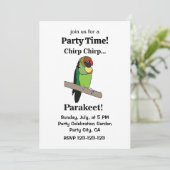Parakeet Bird Funny Party Einladung (Stehend Vorderseite)