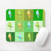 Parakeet-Grün deckte Muster mit Ziegeln Mousepad (Mit Mouse)