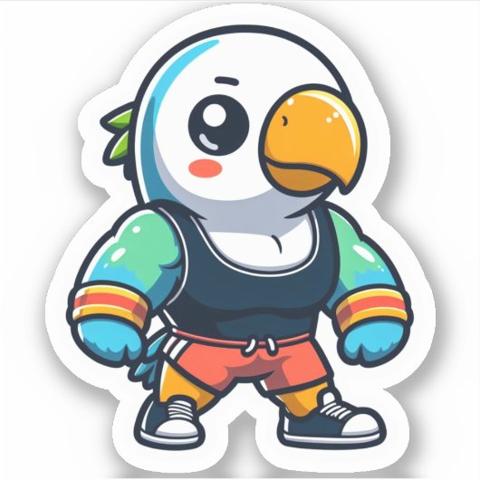 Parakeet Gym Bro Sticker (Vorderseite)