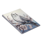 Parakeet in weichem blauem Notebook Notizblock (Rechte Seite)