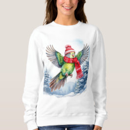 Parakeet in Winterhut und Scarf Sweatshirt