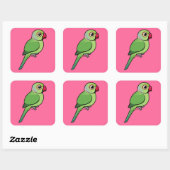 Parakeet mit Rose Quadratischer Aufkleber (Blatt)