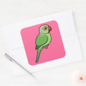 Parakeet mit Rose Quadratischer Aufkleber (Umschlag)