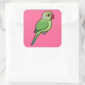 Parakeet mit Rose Quadratischer Aufkleber (Tasche)