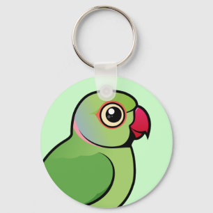 Parakeet mit Rose Schlüsselanhänger