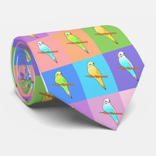 Parakeet-Regenbogen-Rechtecke Krawatte (Gerollt)