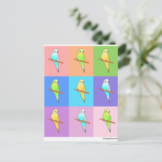 Parakeet-Regenbogenrechtecke Postkarte (Stehend Vorderseite)