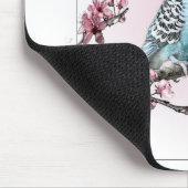 Parakeet-und Kirschblüten-Mausunterlage Mousepad (Ecke)