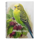 Parakeet- und Mulberries-Notebook Notizblock (Vorderseite)