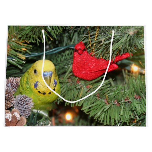 Parakeet-Weihnachten Große Geschenktüte (Vorderseite)
