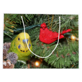 Parakeet-Weihnachten Große Geschenktüte (Rückseite)