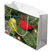 Parakeet-Weihnachten Große Geschenktüte (Rückseite Schrägansicht)