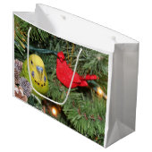 Parakeet-Weihnachten Große Geschenktüte (Vorderseite Schrägansicht)