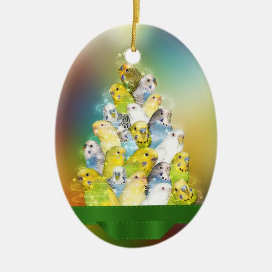 Parakeet-Weihnachtsbaum Keramikornament (Vorne)