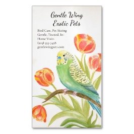 Parakeet with Tulips Exotic Pets Magnetische Visitenkarte