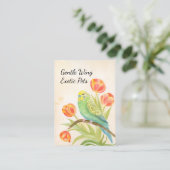 Parakeet with Tulips Exotic Pets Visitenkarte (Stehend Vorderseite)